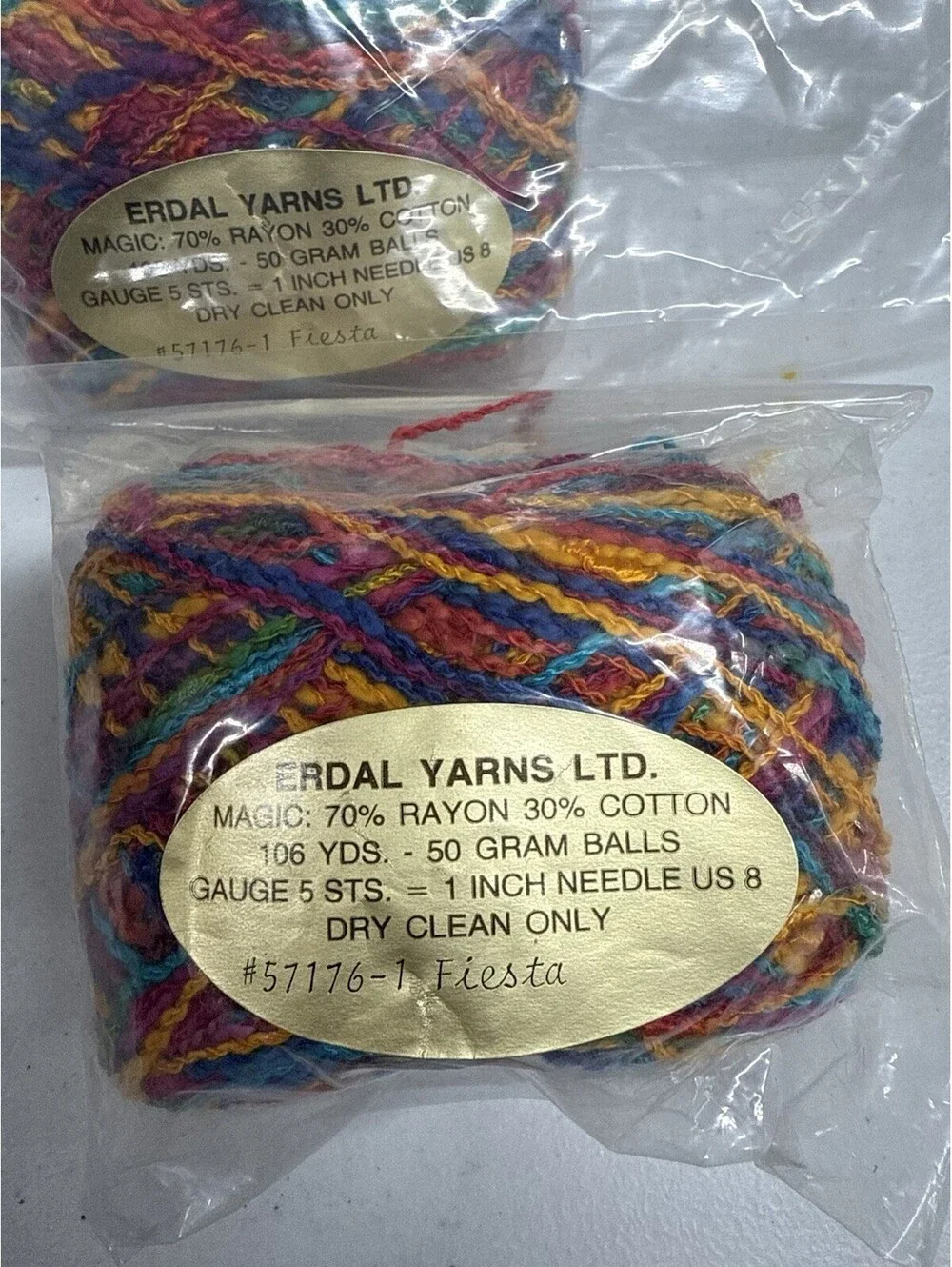 Erdal Yarns LTD Magic: Rayon/Cotton Yarn Color 57176 Fiesta 2 Skein Lot